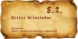 Bilicz Krisztofer névjegykártya